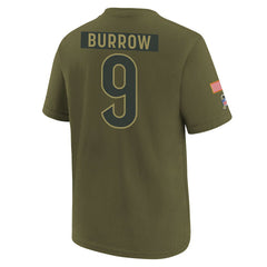 Joe Burrow  Youth 2025 Salute to Service Name & Number T-Shirt - Cincinnati Bengals