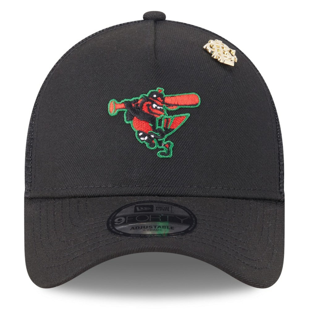 MLB Baltimore Orioles New Era 2025 Big League Chew A-Frame 9FORTY Adjustable Trucker Hat