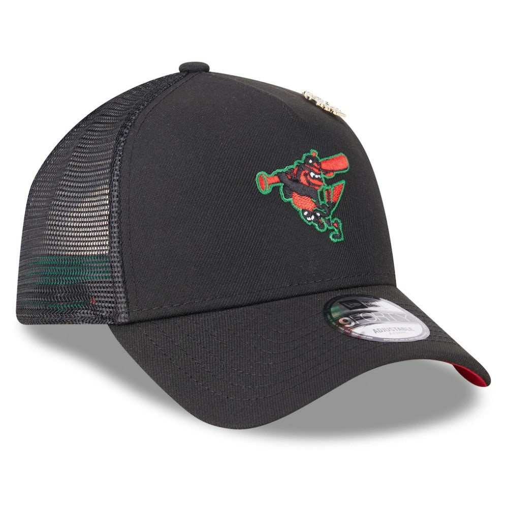 MLB Baltimore Orioles New Era 2025 Big League Chew A-Frame 9FORTY Adjustable Trucker Hat