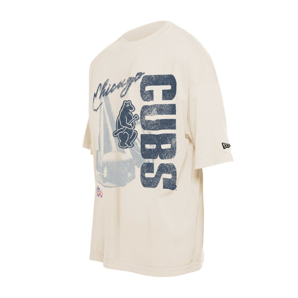 MLB Chicago Cubs New Era Cooperstown Collection Oversized Throwback Distressed T-Shirt
