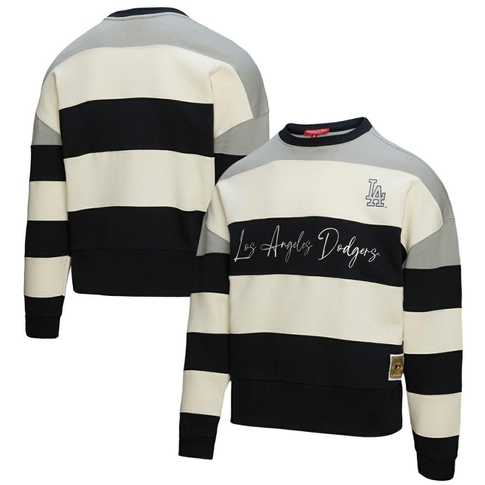 MLB Los Angeles Dodgers Mitchell & Ness Women's Cooperstown Collection Blocked Fleece Pullover Sweatshirt- Gray/Black