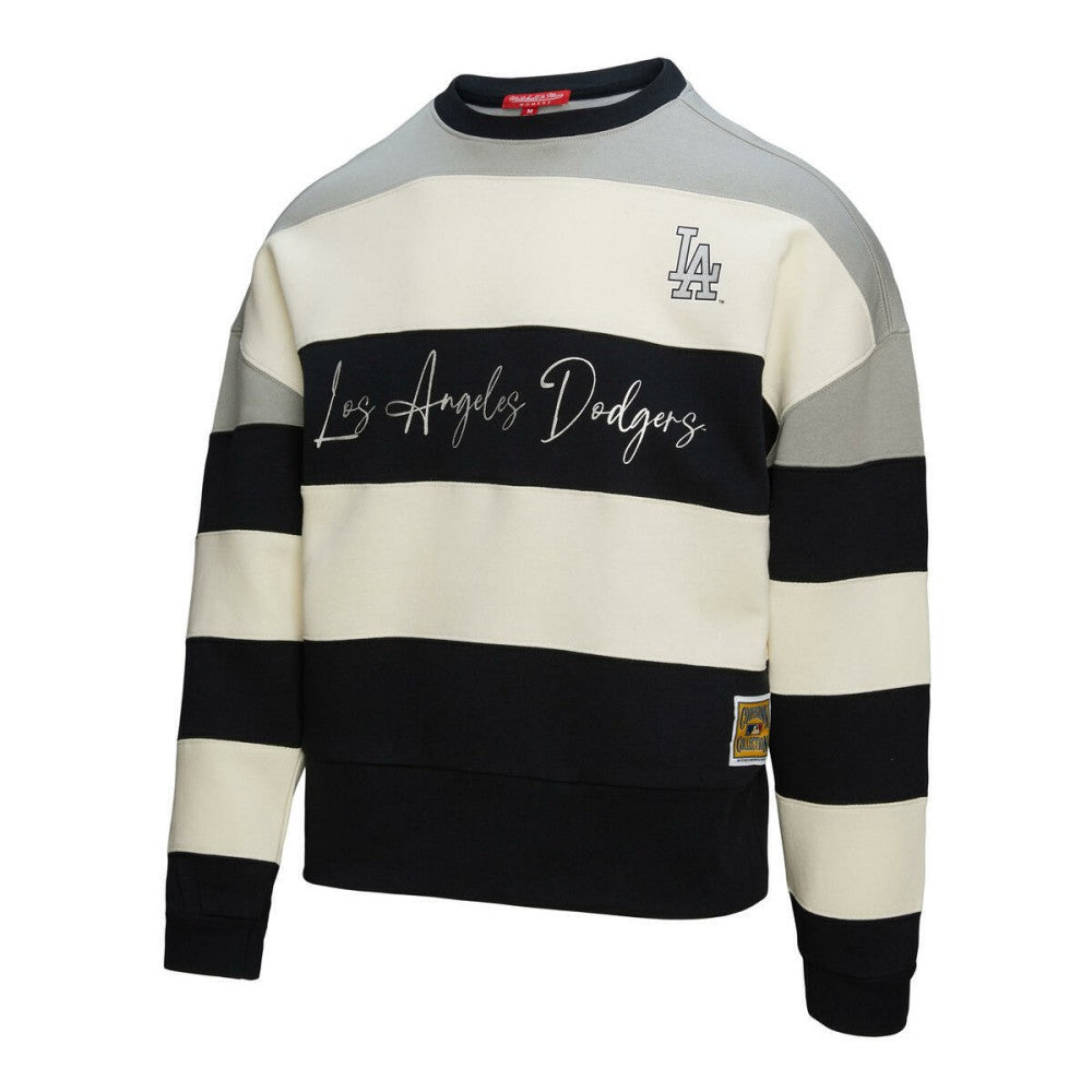 MLB Los Angeles Dodgers Mitchell & Ness Women's Cooperstown Collection Blocked Fleece Pullover Sweatshirt- Gray/Black