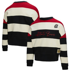 MLB Atlanta Braves Mitchell & Ness Women's Cooperstown Collection Blocked Fleece Pullover Sweatshirt- Red/Black