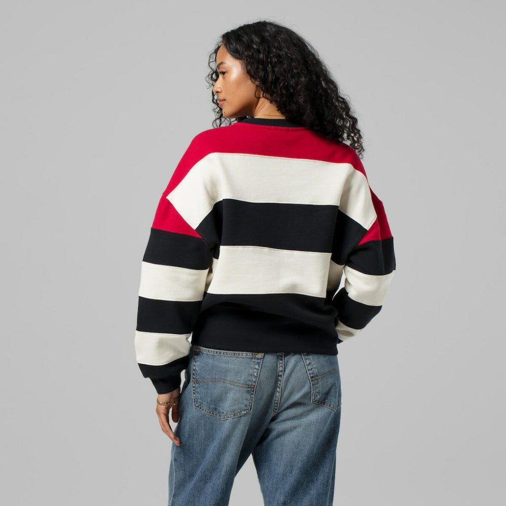 MLB Atlanta Braves Mitchell & Ness Women's Cooperstown Collection Blocked Fleece Pullover Sweatshirt- Red/Black