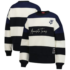 MLB Minnesota Twins Mitchell & Ness Women's Cooperstown Collection Blocked Fleece Pullover Sweatshirt- Navy/Black
