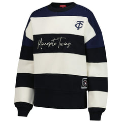MLB Minnesota Twins Mitchell & Ness Women's Cooperstown Collection Blocked Fleece Pullover Sweatshirt- Navy/Black