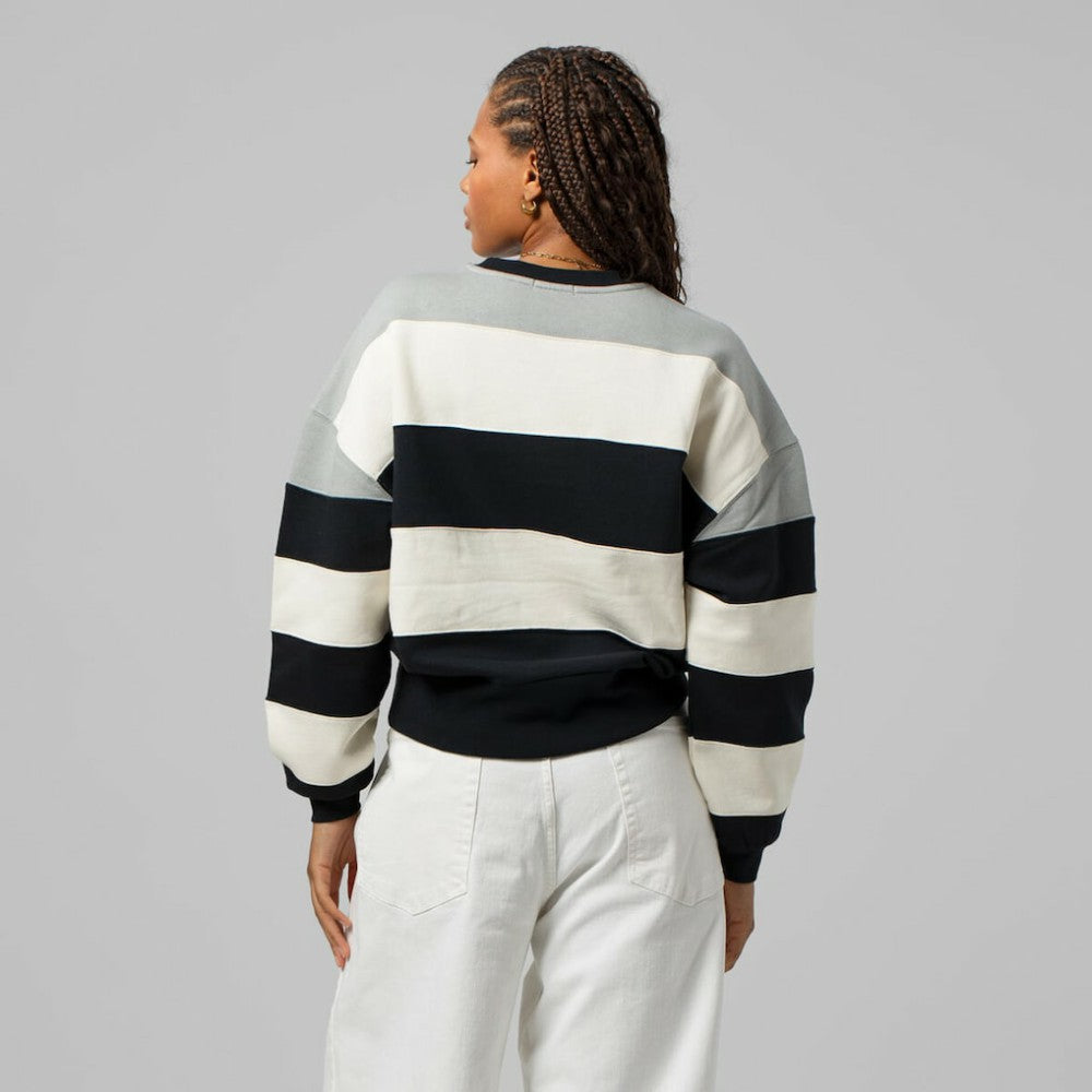 MLB Milwaukee Brewers Mitchell & Ness Women's Cooperstown Collection Blocked Fleece Pullover Sweatshirt- Gray/Black