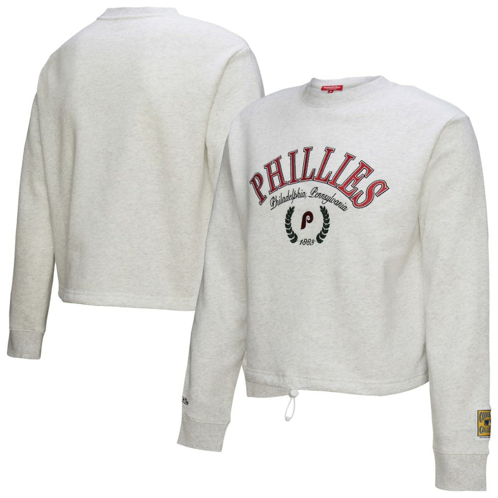 MLB Philadelphia Phillies Mitchell & Ness Women's Cropped Toggle Pullover Sweatshirt