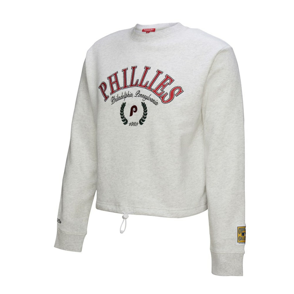 MLB Philadelphia Phillies Mitchell & Ness Women's Cropped Toggle Pullover Sweatshirt