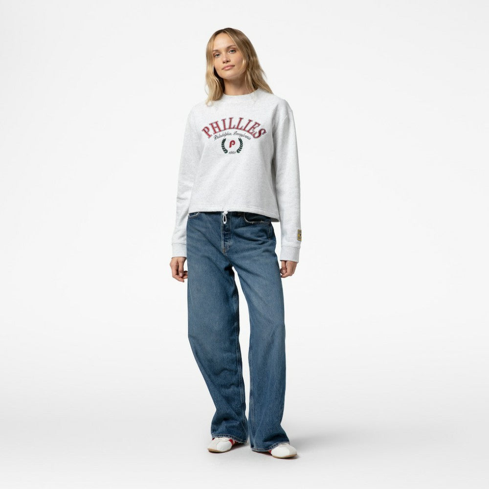 MLB Philadelphia Phillies Mitchell & Ness Women's Cropped Toggle Pullover Sweatshirt