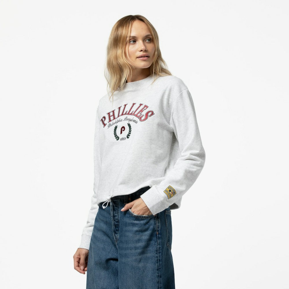 MLB Philadelphia Phillies Mitchell & Ness Women's Cropped Toggle Pullover Sweatshirt