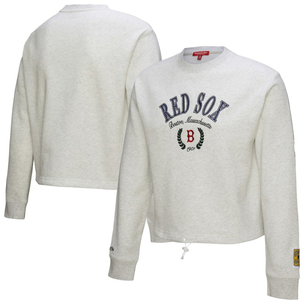 MLB Boston Red Sox Mitchell & Ness Women's Cropped Toggle Pullover Sweatshirt