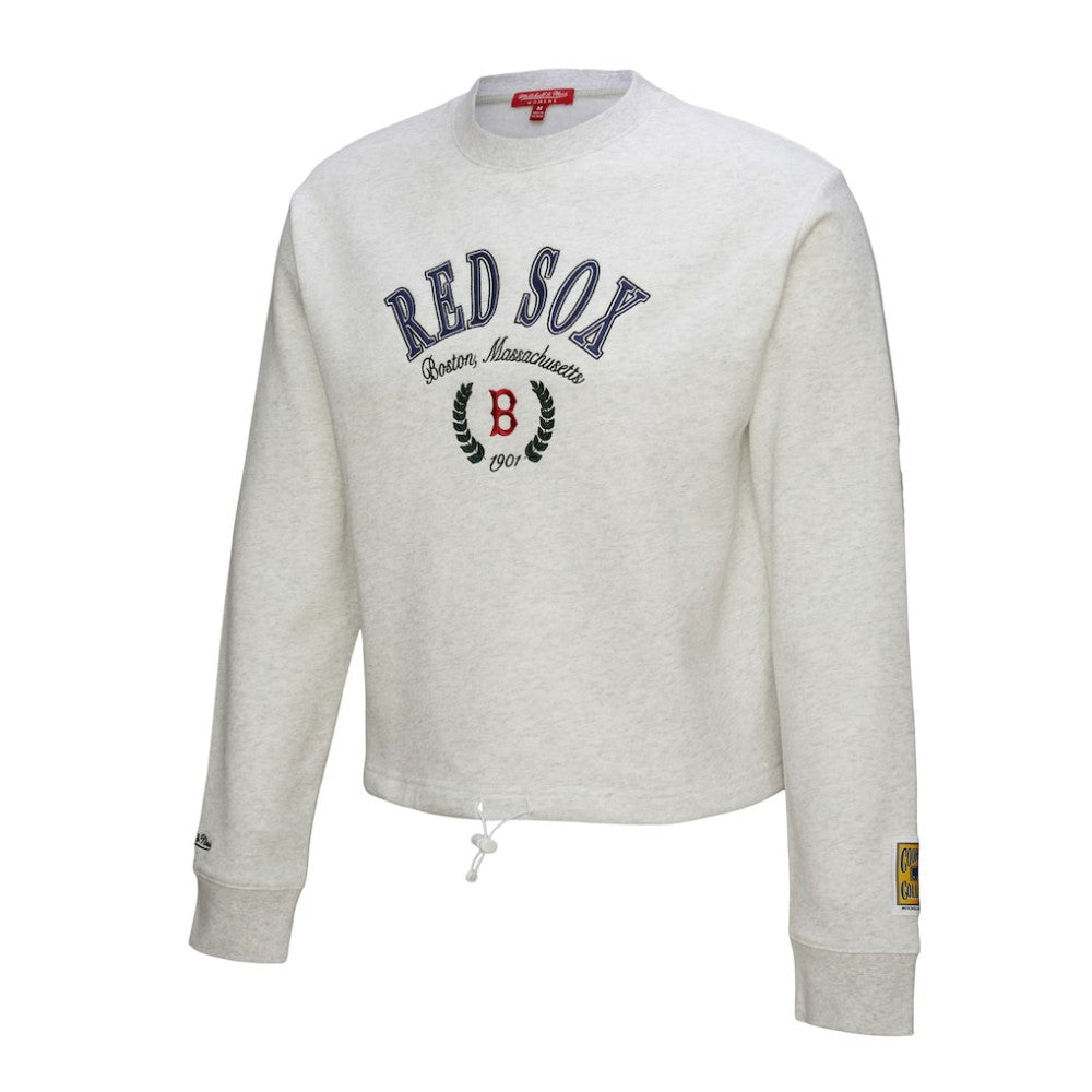 MLB Boston Red Sox Mitchell & Ness Women's Cropped Toggle Pullover Sweatshirt
