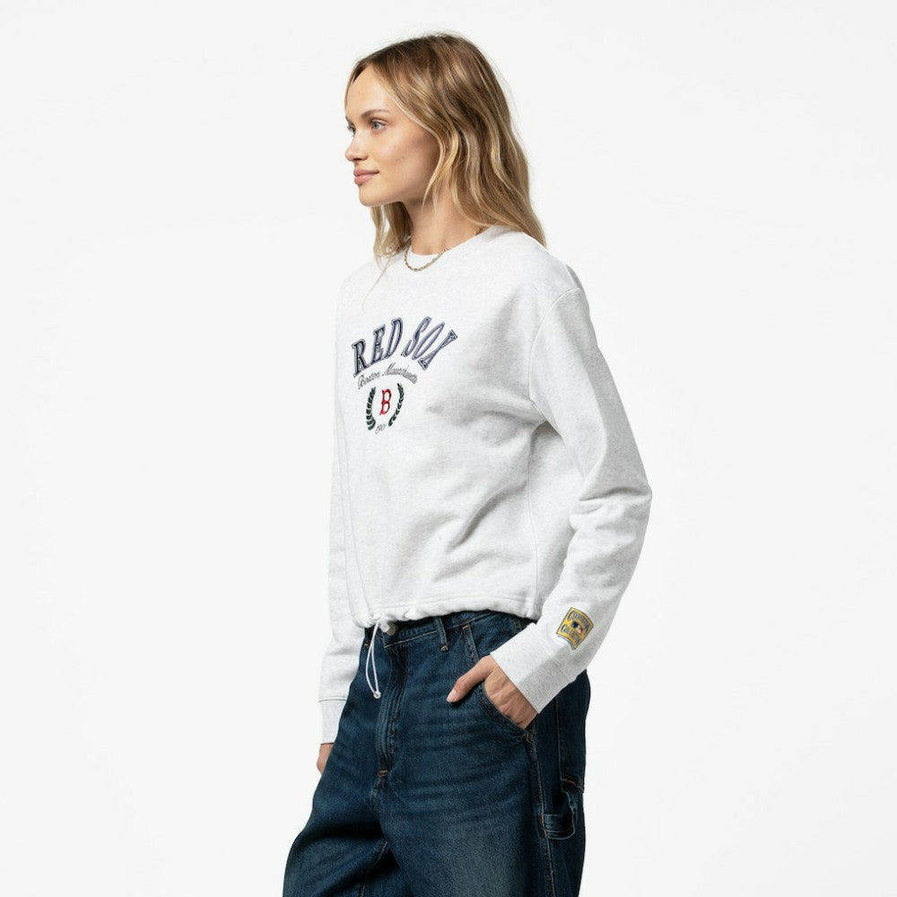 MLB Boston Red Sox Mitchell & Ness Women's Cropped Toggle Pullover Sweatshirt