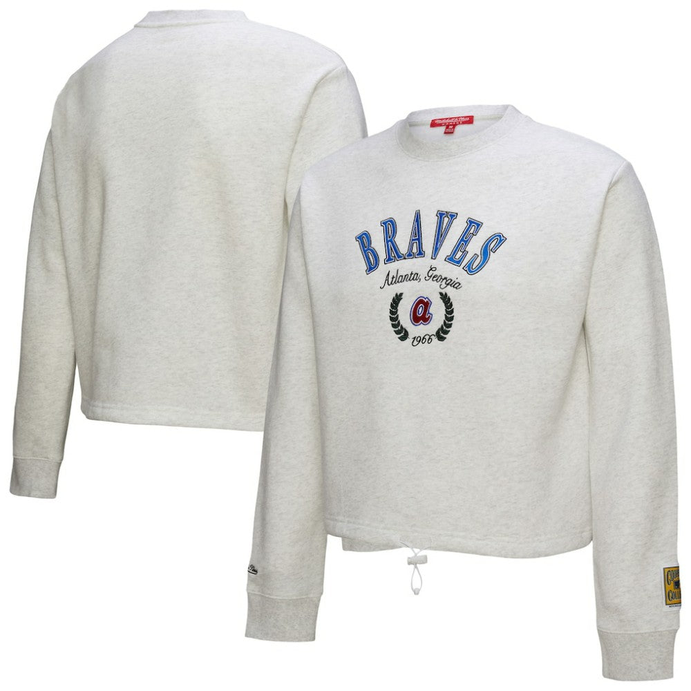 MLB Atlanta Braves Mitchell & Ness Women's Cropped Toggle Pullover Sweatshirt