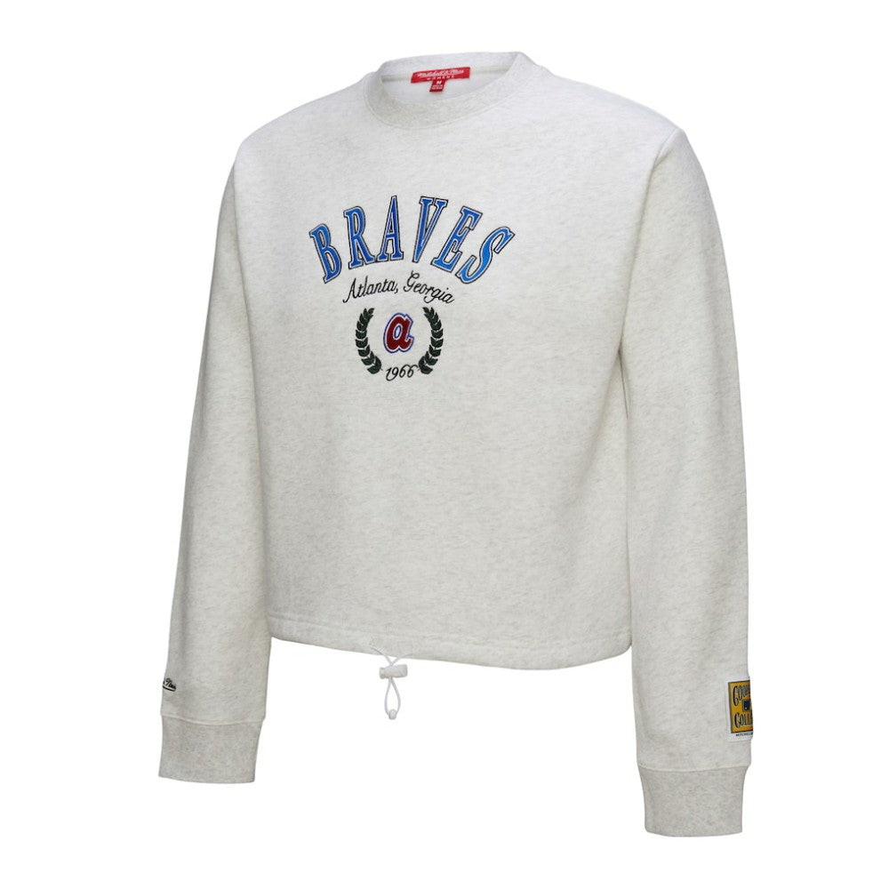 MLB Atlanta Braves Mitchell & Ness Women's Cropped Toggle Pullover Sweatshirt