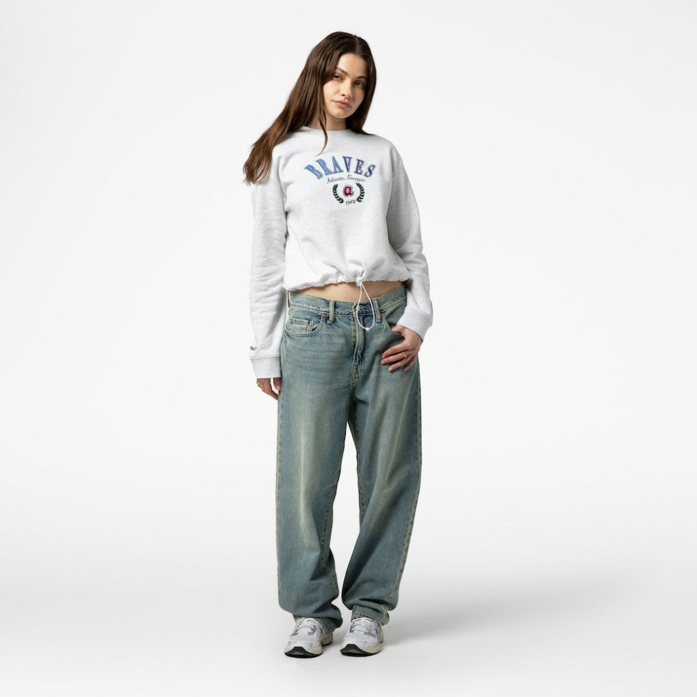 MLB Atlanta Braves Mitchell & Ness Women's Cropped Toggle Pullover Sweatshirt