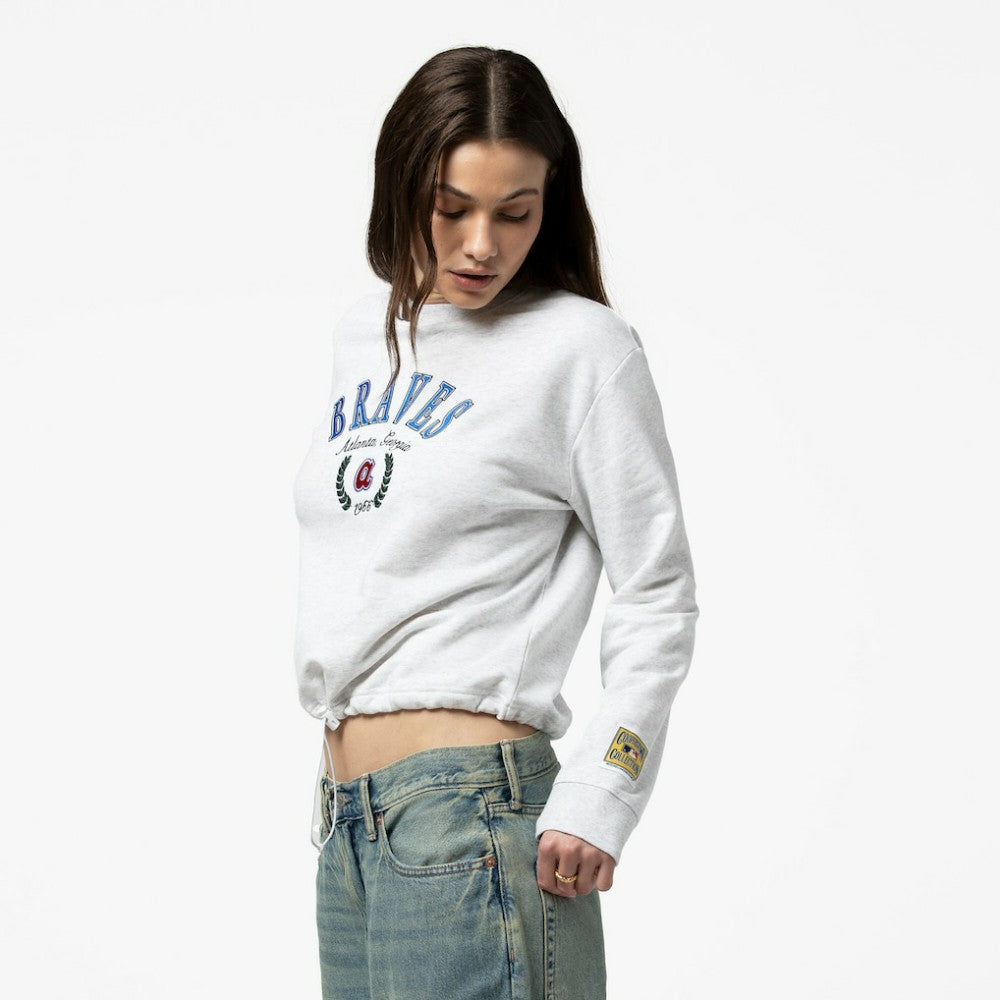 MLB Atlanta Braves Mitchell & Ness Women's Cropped Toggle Pullover Sweatshirt