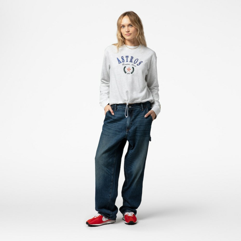 MLB Houston Astros Mitchell & Ness Women's Cropped Toggle Pullover Sweatshirt