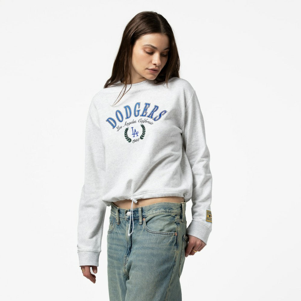 MLB Los Angeles Dodgers Mitchell & Ness Women's Cropped Toggle Pullover Sweatshirt