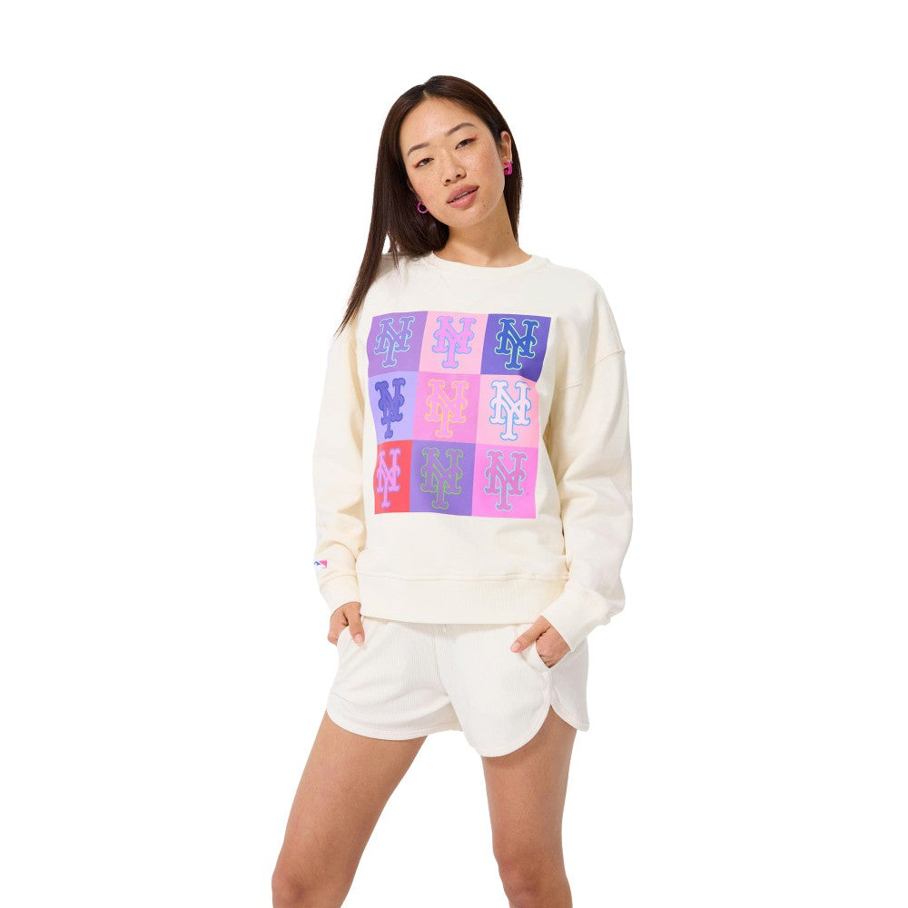 MLB New York Mets Terez Women's Technicolor  Oversized Pullover Sweatshirt
