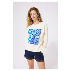 MLB Chicago Cubs Terez Women's Technicolor  Oversized Pullover Sweatshirt