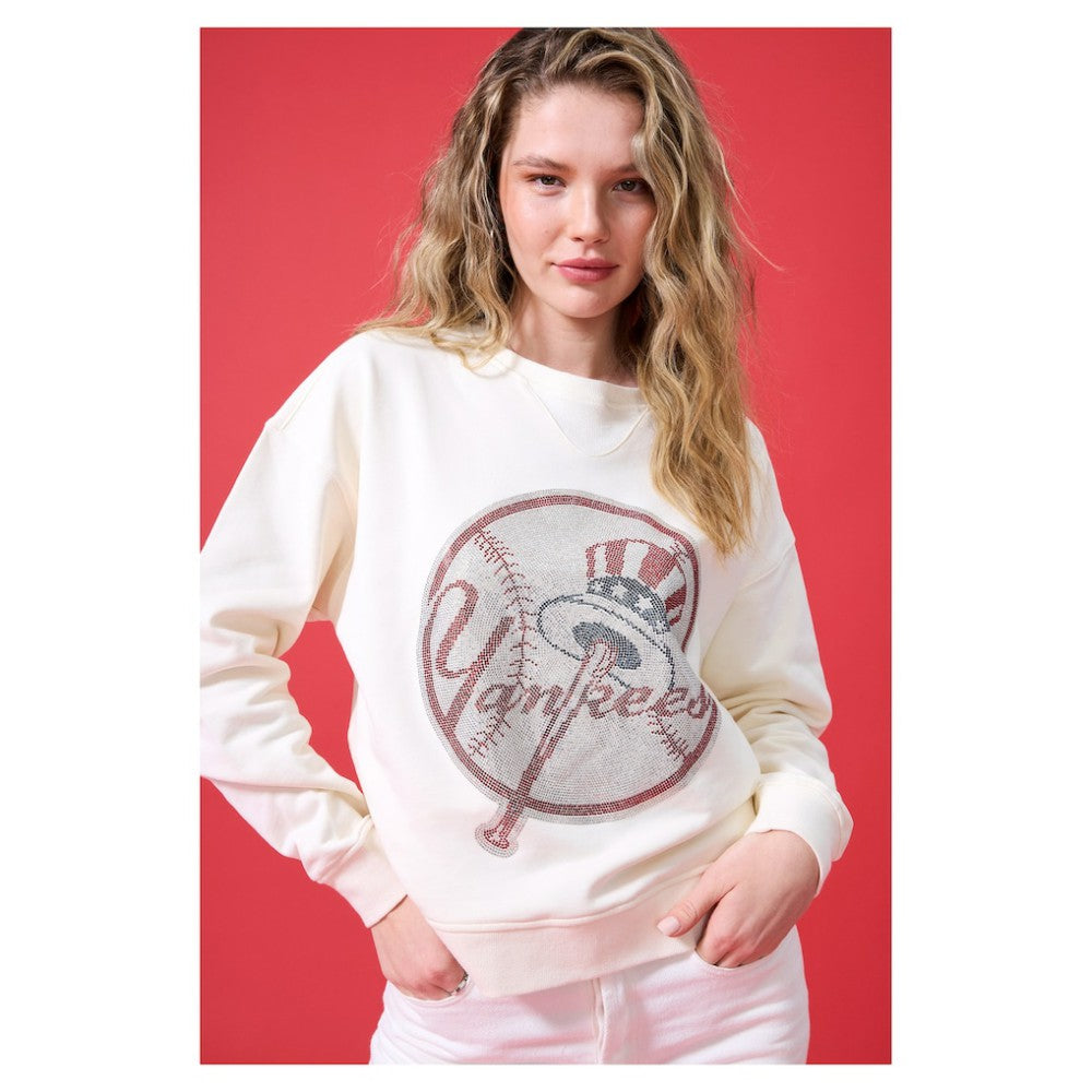 MLB New York Yankees Terez Women's Oversized Gemstone Logo Sweatshirt