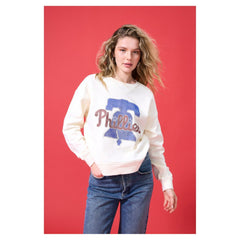 MLB Philadelphia Phillies Terez Women's Oversized Gemstone Logo Sweatshirt