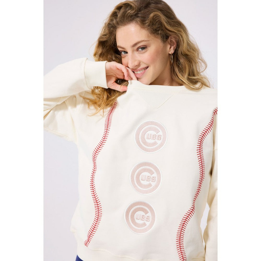 MLB Chicago Cubs Terez Women's Baseball Stitch Pullover Sweatshirt