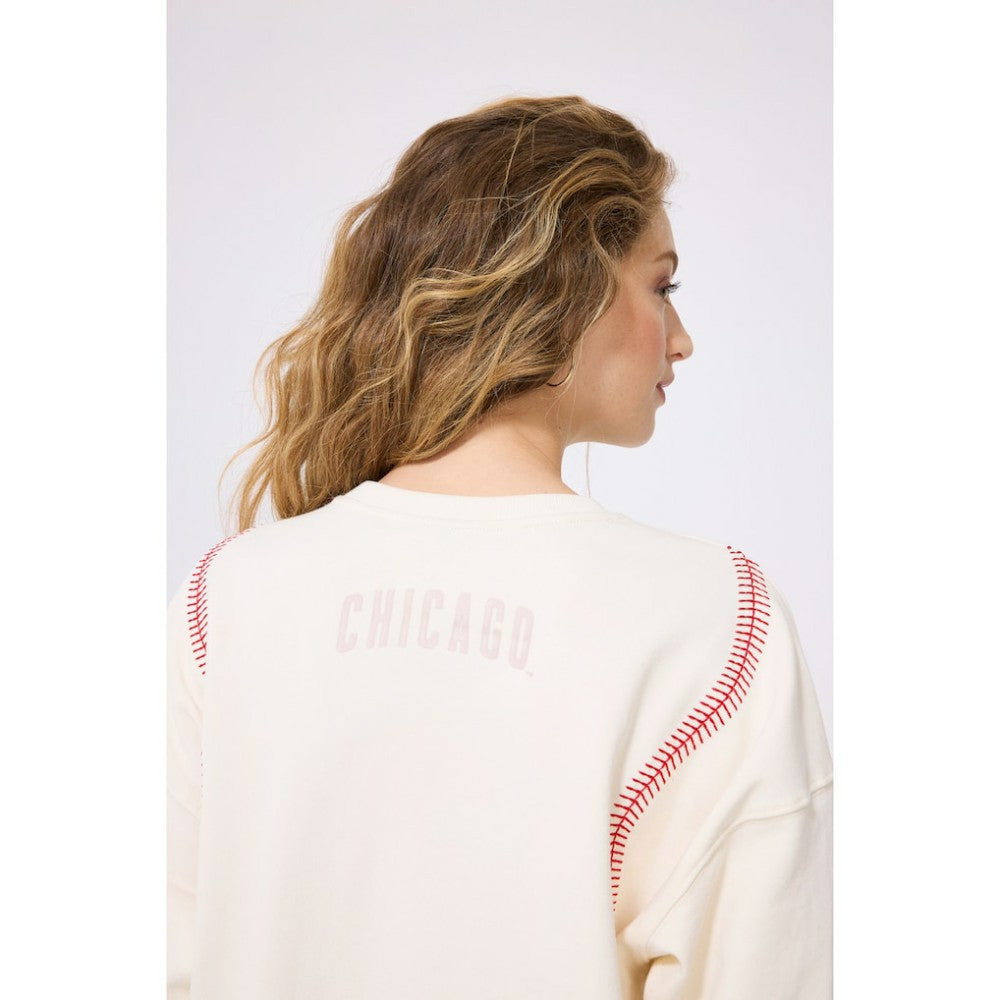MLB Chicago Cubs Terez Women's Baseball Stitch Pullover Sweatshirt