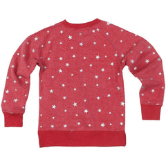 Wes & Willy Girls Youth Shimmer Star Reverse Fleece Pullover Sweatshirt - Kansas City Chiefs