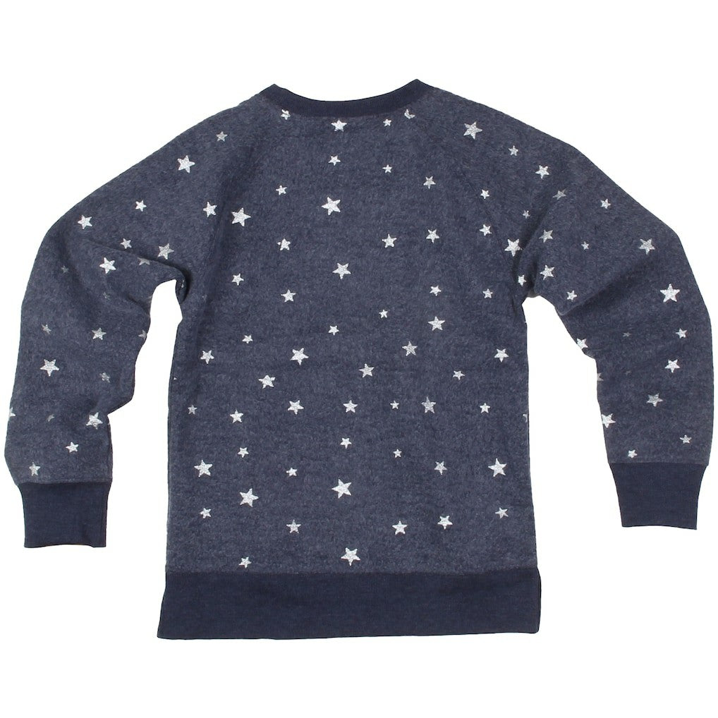 Wes & Willy Girls Youth Shimmer Star Reverse Fleece Pullover Sweatshirt - Dallas Cowboys