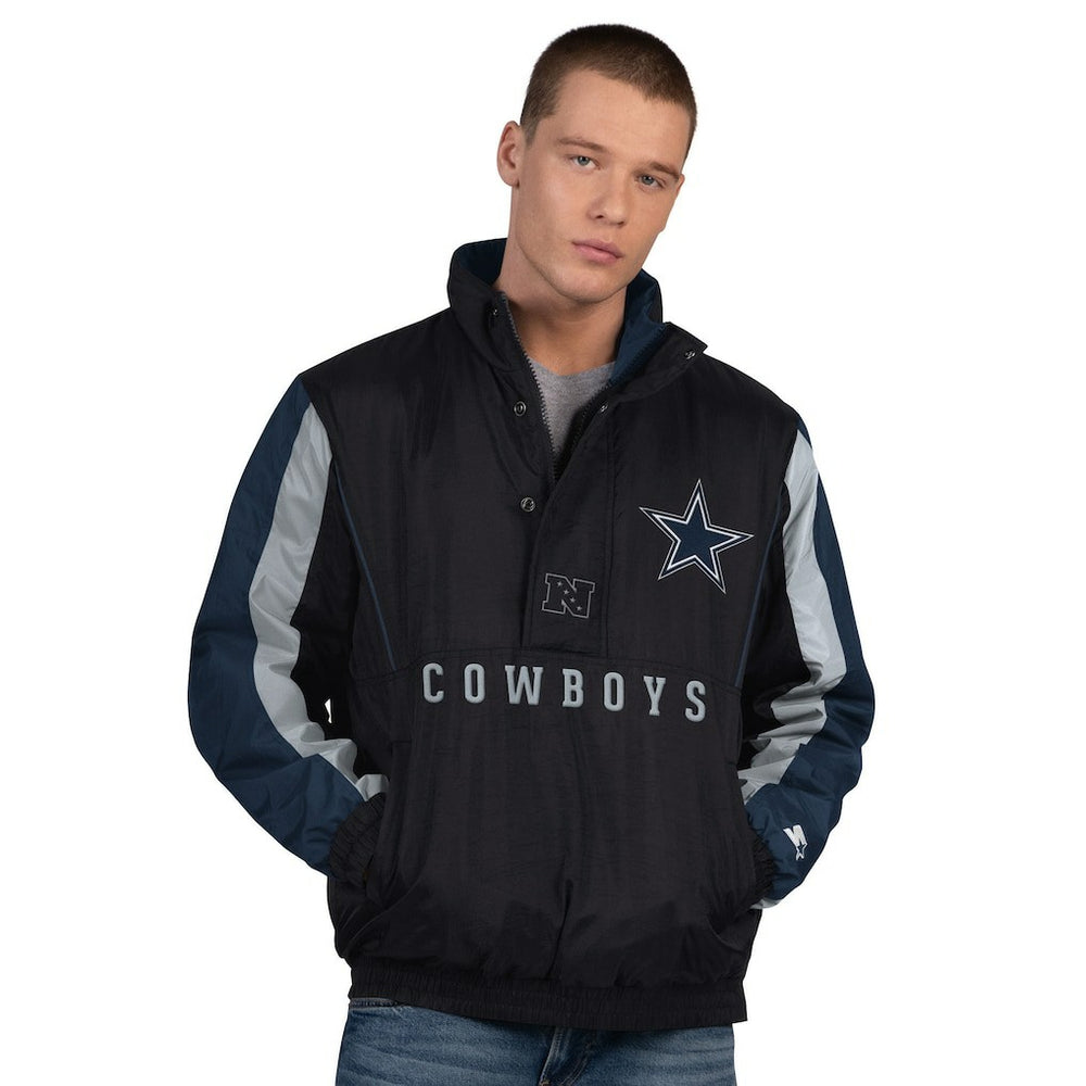 Starter Thursday Night Gridiron Vintage Logo Half-Zip Jacket - Dallas Cowboys