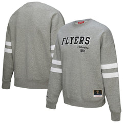 NHL Heather Gray Philadelphia Flyers Mitchell & Ness Women's Logo Lightweight Pullover Sweatshirt