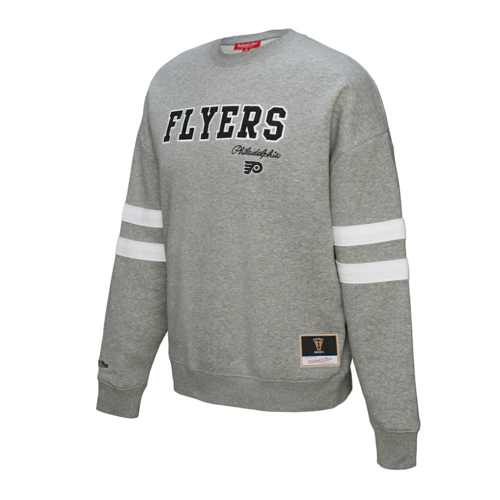 NHL Heather Gray Philadelphia Flyers Mitchell & Ness Women's Logo Lightweight Pullover Sweatshirt