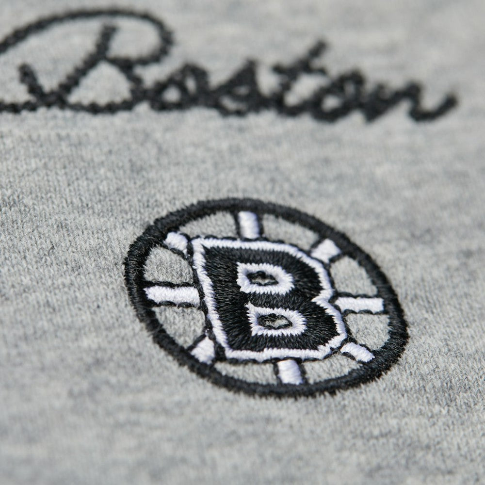 NHL Heather Gray Boston Bruins Mitchell & Ness Women's Logo Lightweight Pullover Sweatshirt