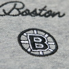 NHL Heather Gray Boston Bruins Mitchell & Ness Women's Logo Lightweight Pullover Sweatshirt