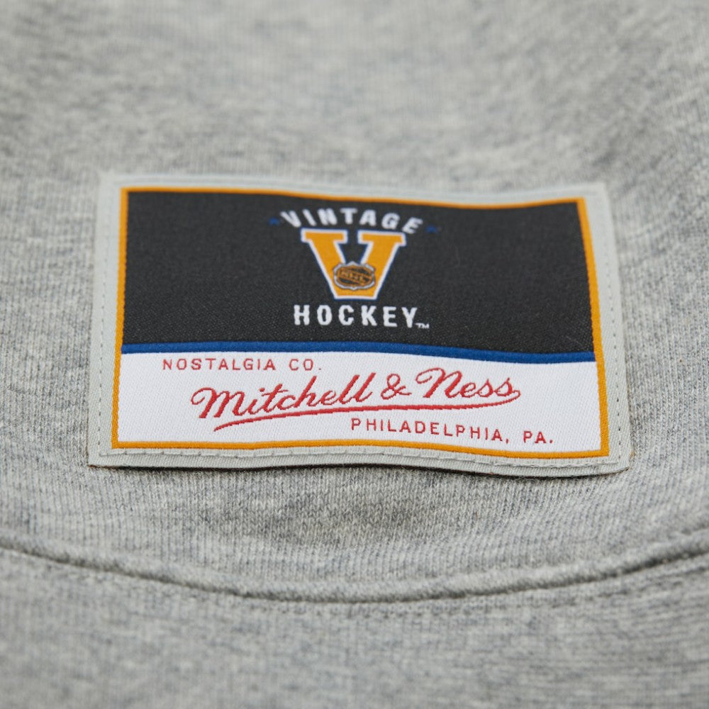 NHL Heather Gray New York Rangers Mitchell & Ness Women's Logo Lightweight Pullover Sweatshirt