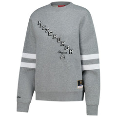 NHL Heather Gray Pittsburgh Penguins Mitchell & Ness Women's Logo Lightweight Pullover Sweatshirt