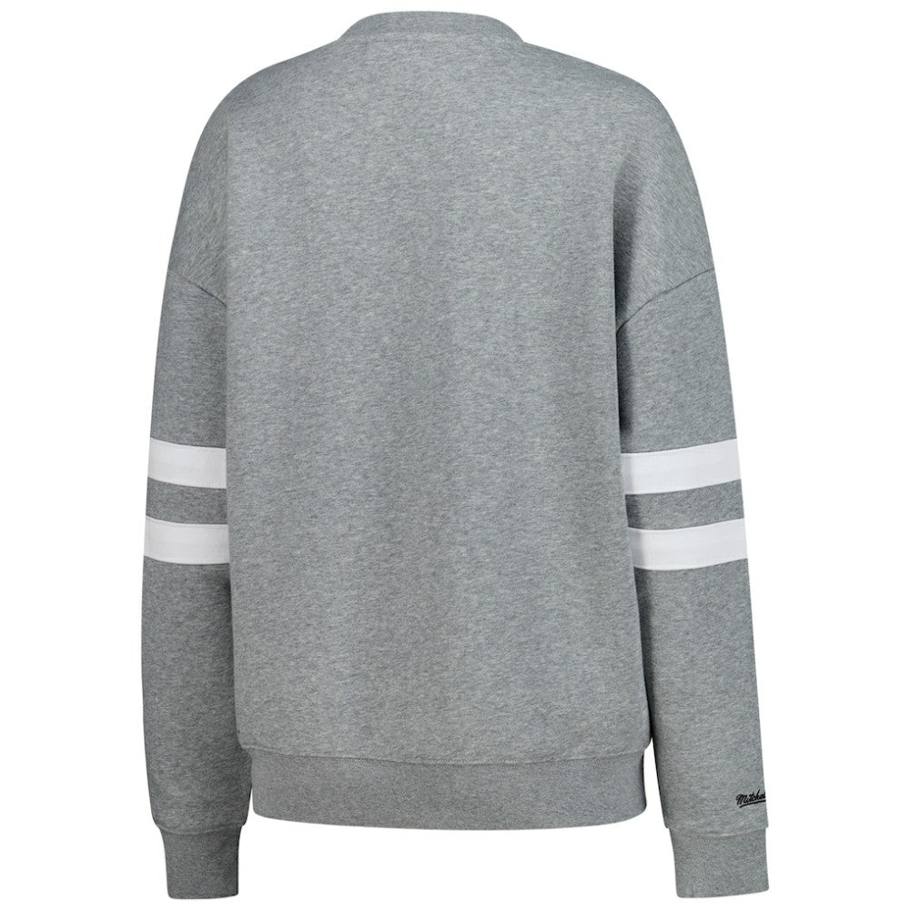 NHL Heather Gray Pittsburgh Penguins Mitchell & Ness Women's Logo Lightweight Pullover Sweatshirt