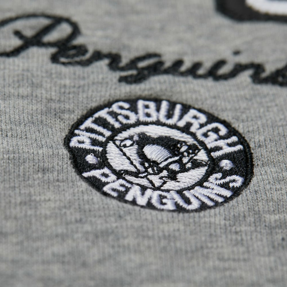 NHL Heather Gray Pittsburgh Penguins Mitchell & Ness Women's Logo Lightweight Pullover Sweatshirt