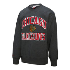 NHL Heather Charcoal Chicago Blackhawks Mitchell & Ness Playoff Win Fleece Pullover Sweatshirt