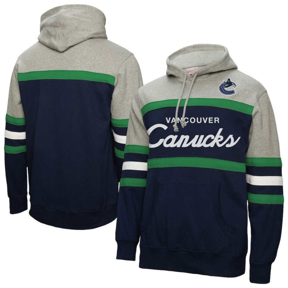 NHL Navy/Gray Vancouver Canucks Mitchell & Ness Head Coach Pullover Hoodie
