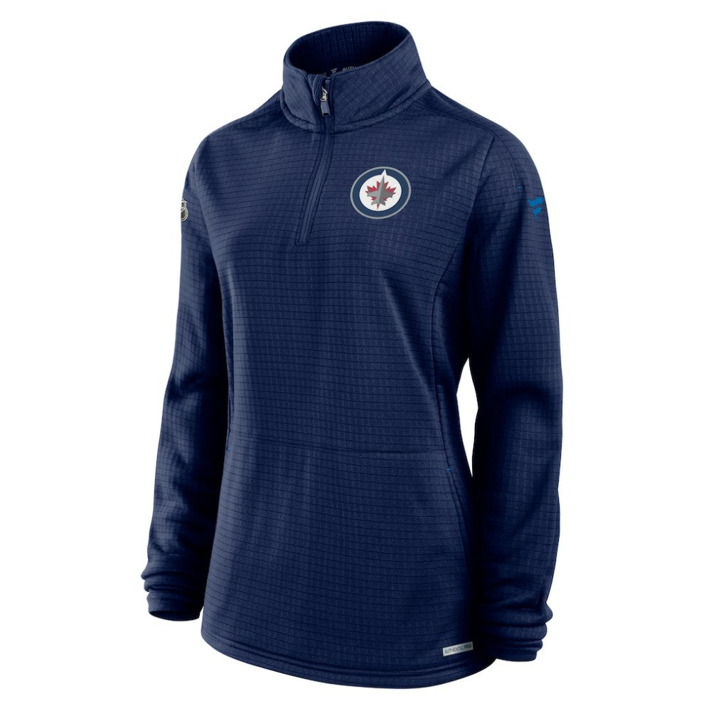 NHL Navy Winnipeg Jets Fanatics Women's Authentic Pro Rink Quarter-Zip Pullover