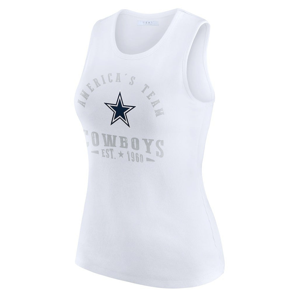 WEAR by Erin Andrews Women's Ribbed Graphic Tank Top - Dallas Cowboys