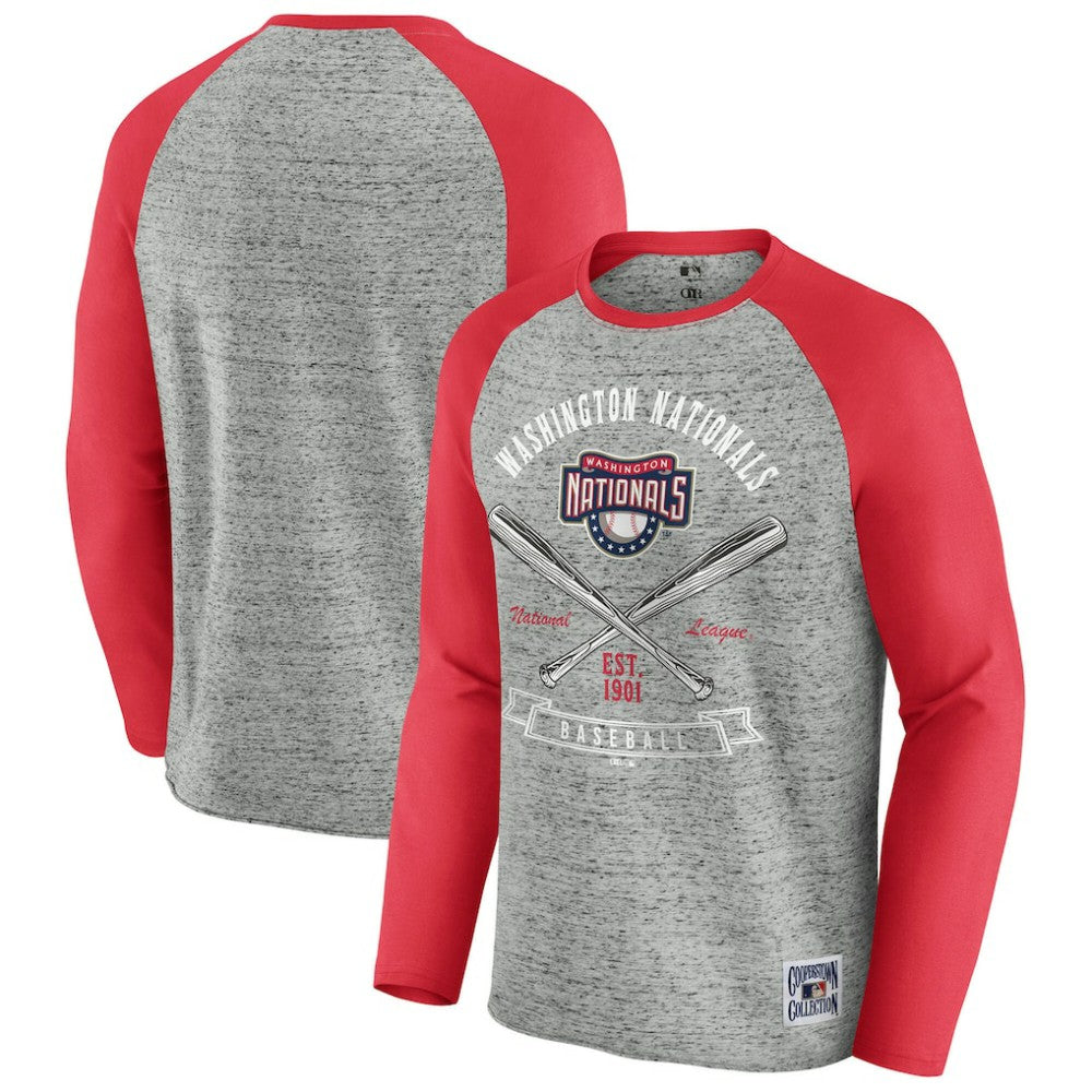 MLB Washington Nationals Darius Rucker Collection by Fanatics Raw Edge Raglan Long Sleeve Baseball T-Shirt