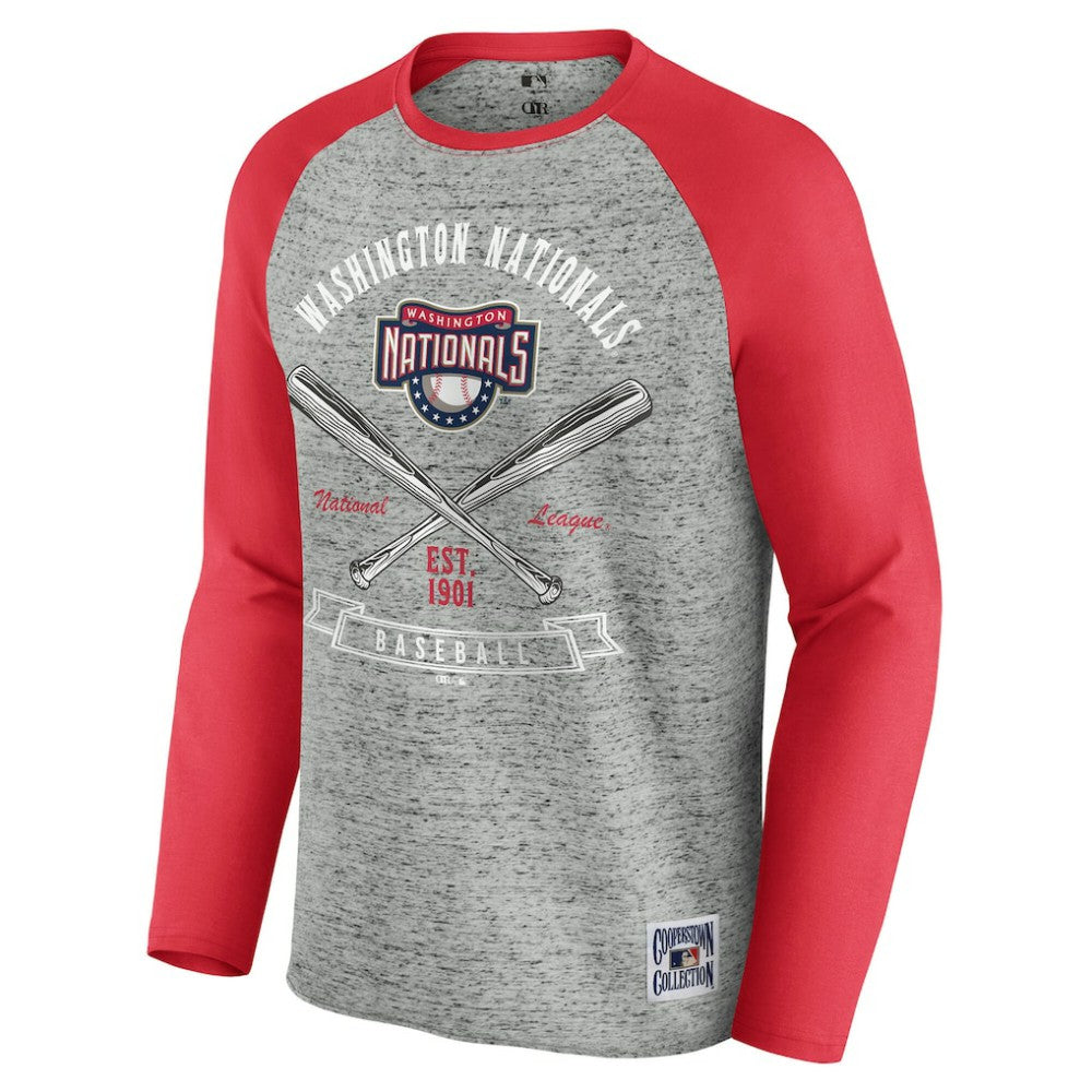 MLB Washington Nationals Darius Rucker Collection by Fanatics Raw Edge Raglan Long Sleeve Baseball T-Shirt