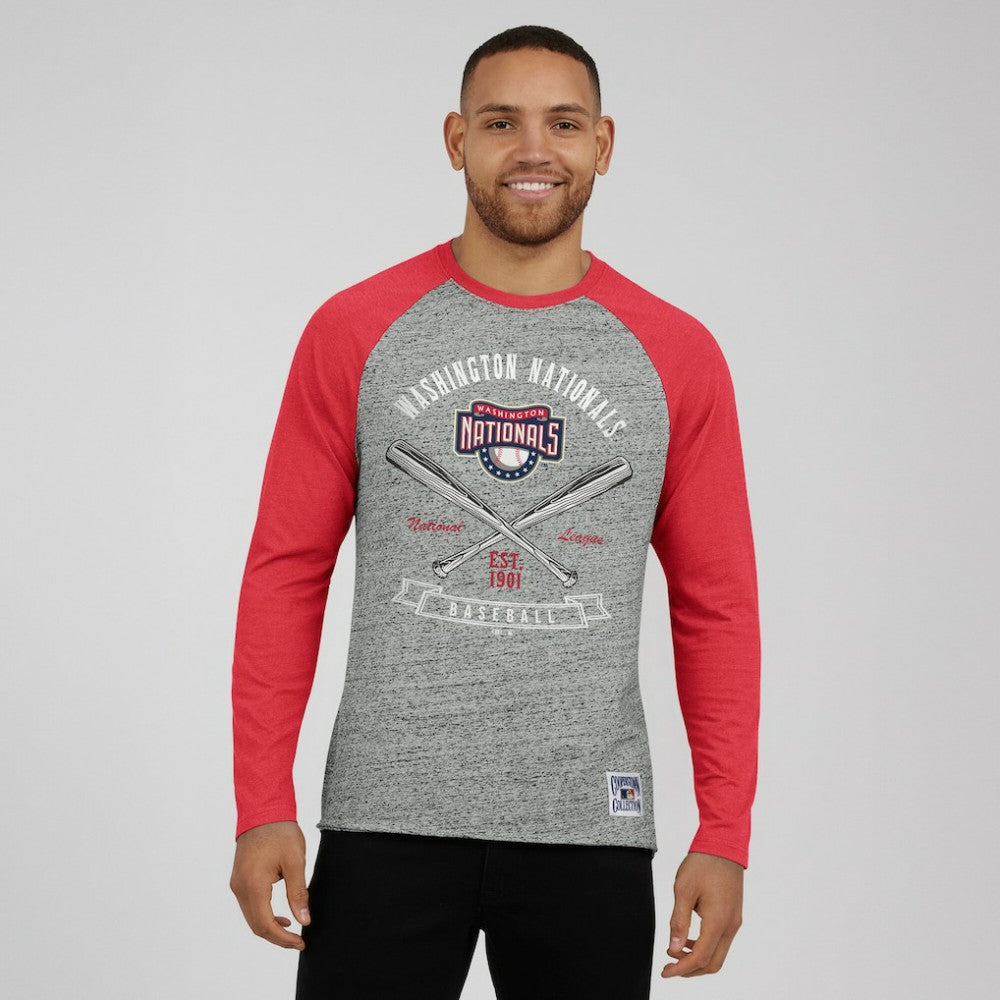 MLB Washington Nationals Darius Rucker Collection by Fanatics Raw Edge Raglan Long Sleeve Baseball T-Shirt