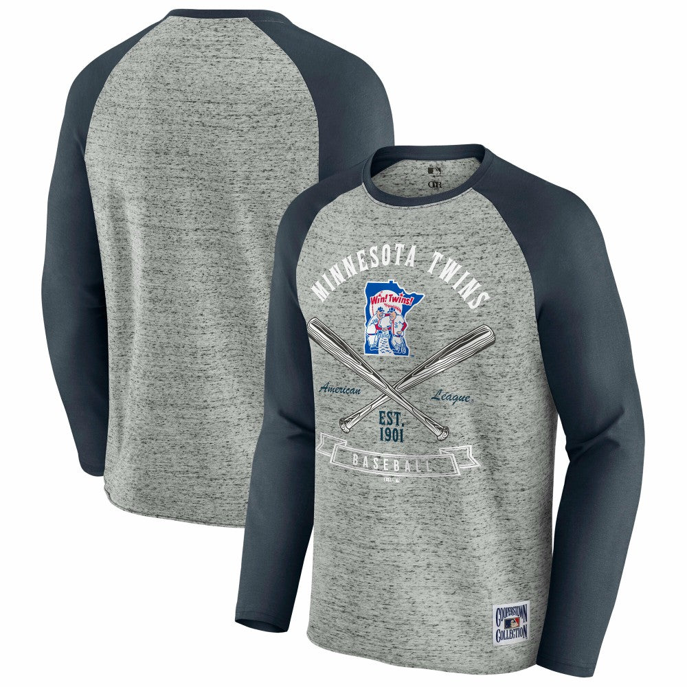 MLB Minnesota Twins Darius Rucker Collection by Fanatics Raw Edge Raglan Long Sleeve Baseball T-Shirt