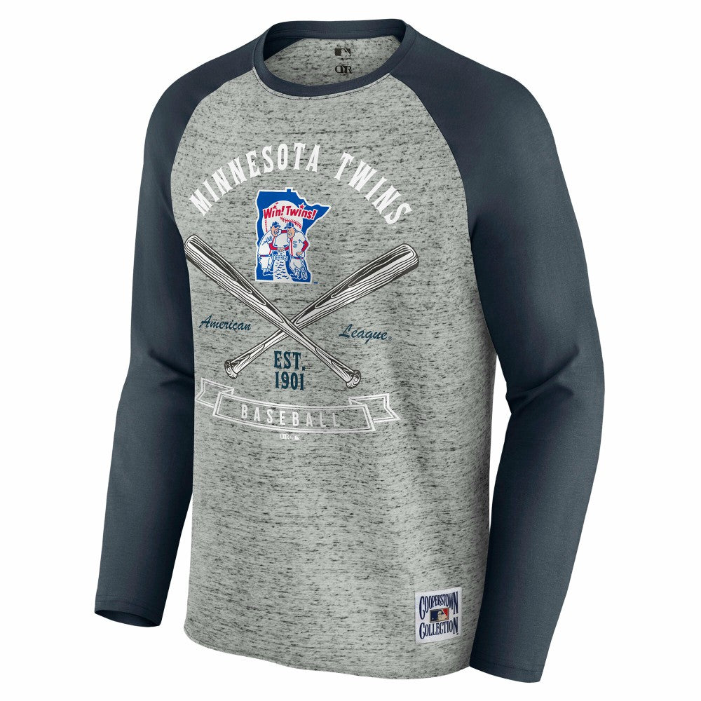 MLB Minnesota Twins Darius Rucker Collection by Fanatics Raw Edge Raglan Long Sleeve Baseball T-Shirt